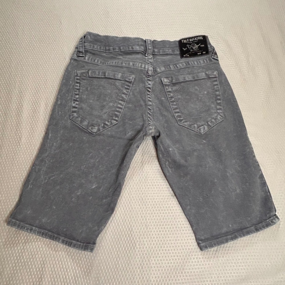 True Religion Rocco Relaxed Skinny Grey Acid Wash Denim Shorts Mens 31